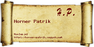 Horner Patrik névjegykártya